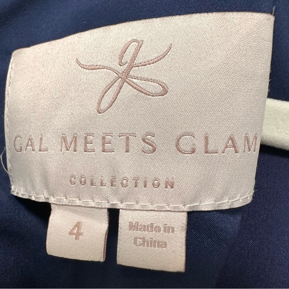 Gal Meets Glam Edith V-neck Fit & Flare with Pockets Midi Dress Navy Size 4 - Picture 7 of 9